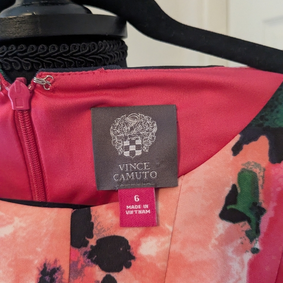 Vince Camuto Floral Midi Dress - Black and Pink - Picture 6 of 7